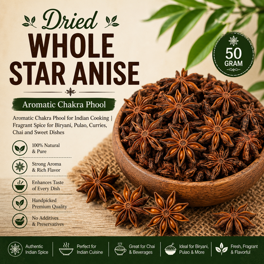 Whole Star Anise | Aromatic Chakra Phool for Indian Cooking |