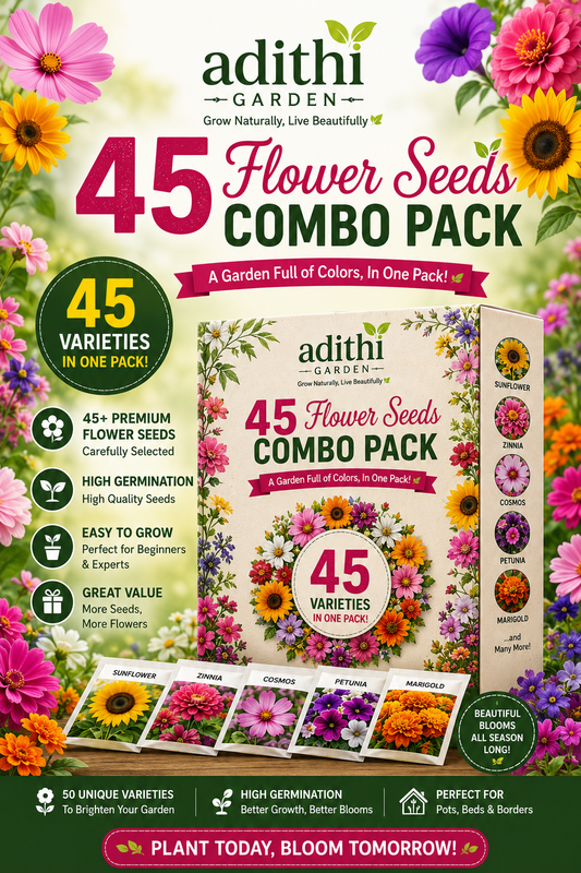 45 Flower Seeds Combo Pack – 45 Premium Flower Seed Varieties for Home Garden | High Germination | All Season Flower Seeds