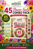 45 Flower Seeds Combo Pack – 45 Premium Flower Seed Varieties for Home Garden | High Germination | All Season Flower Seeds