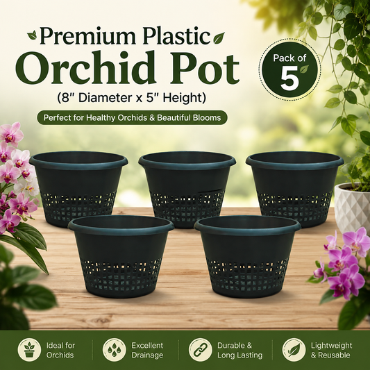 Premium Plastic Orchid Pot, (8" Diameter x 5" Height)