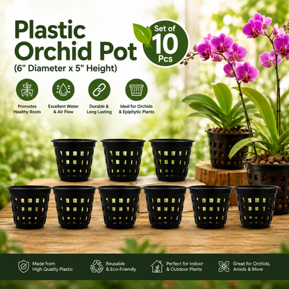 Premium Plastic Orchid Pot (6" Diameter x 5" Height)