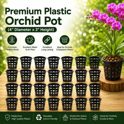 Premium Plastic Hydroponic & Orchid Pot, (4" Diameter x 3" Height)