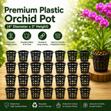 Premium Plastic Hydroponic & Orchid Pot, (4" Diameter x 3" Height)