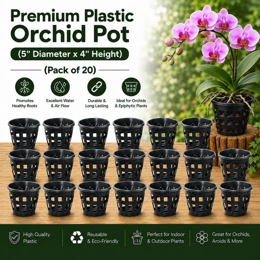 Premium Plastic Orchid Pot, (5" Diameter x 4" Height)