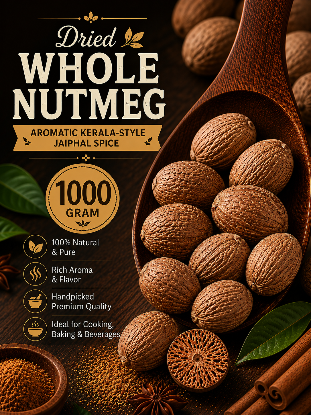 Whole Nutmeg | Aromatic Kerala-Style Jaiphal Spice |