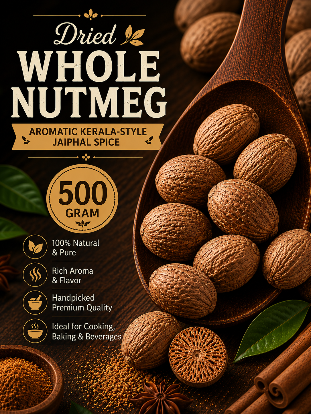 Whole Nutmeg | Aromatic Kerala-Style Jaiphal Spice |