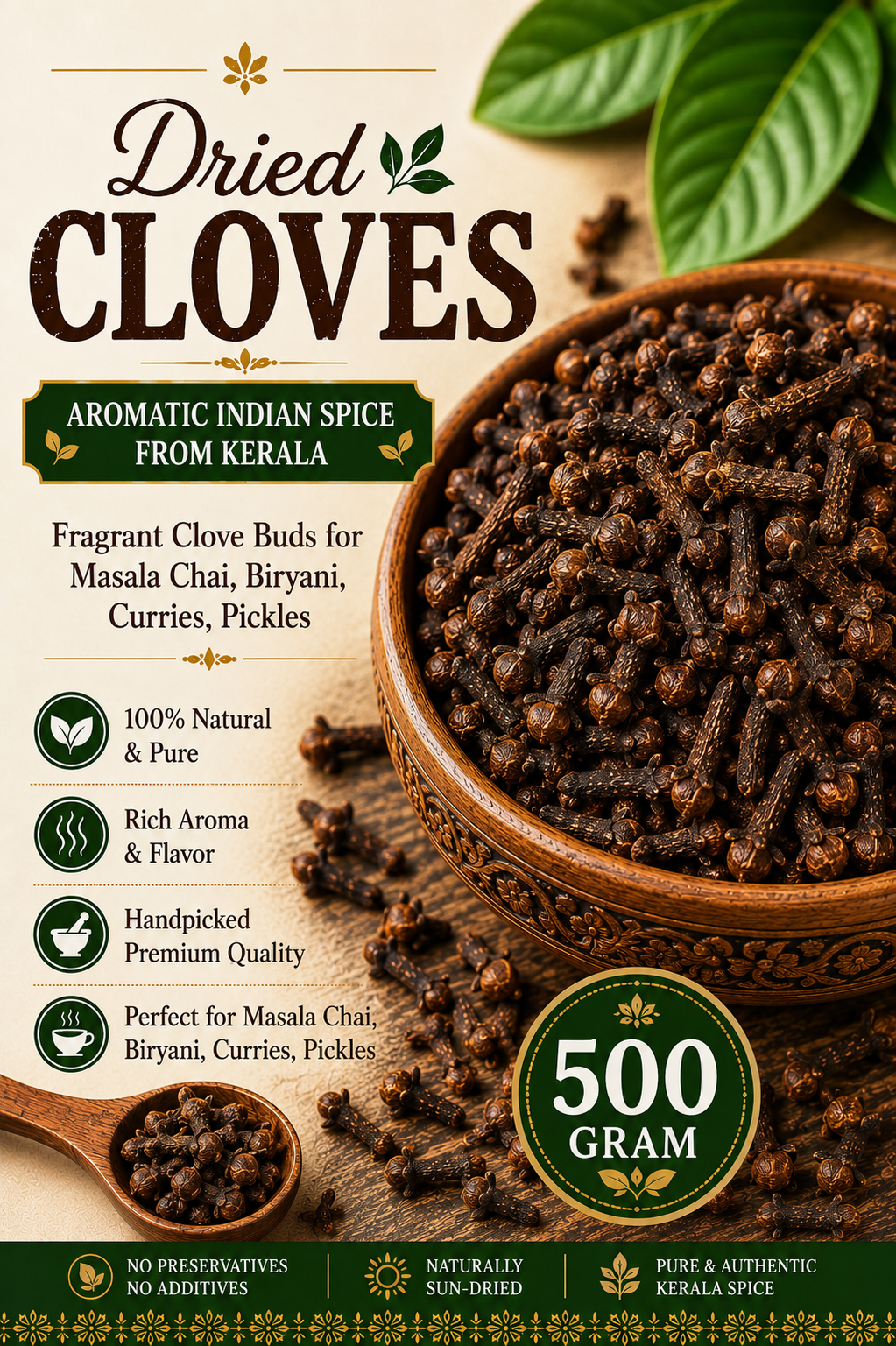 Dried Whole Cloves | Aromatic Indian Laung Spice | Fragrant Clove Buds