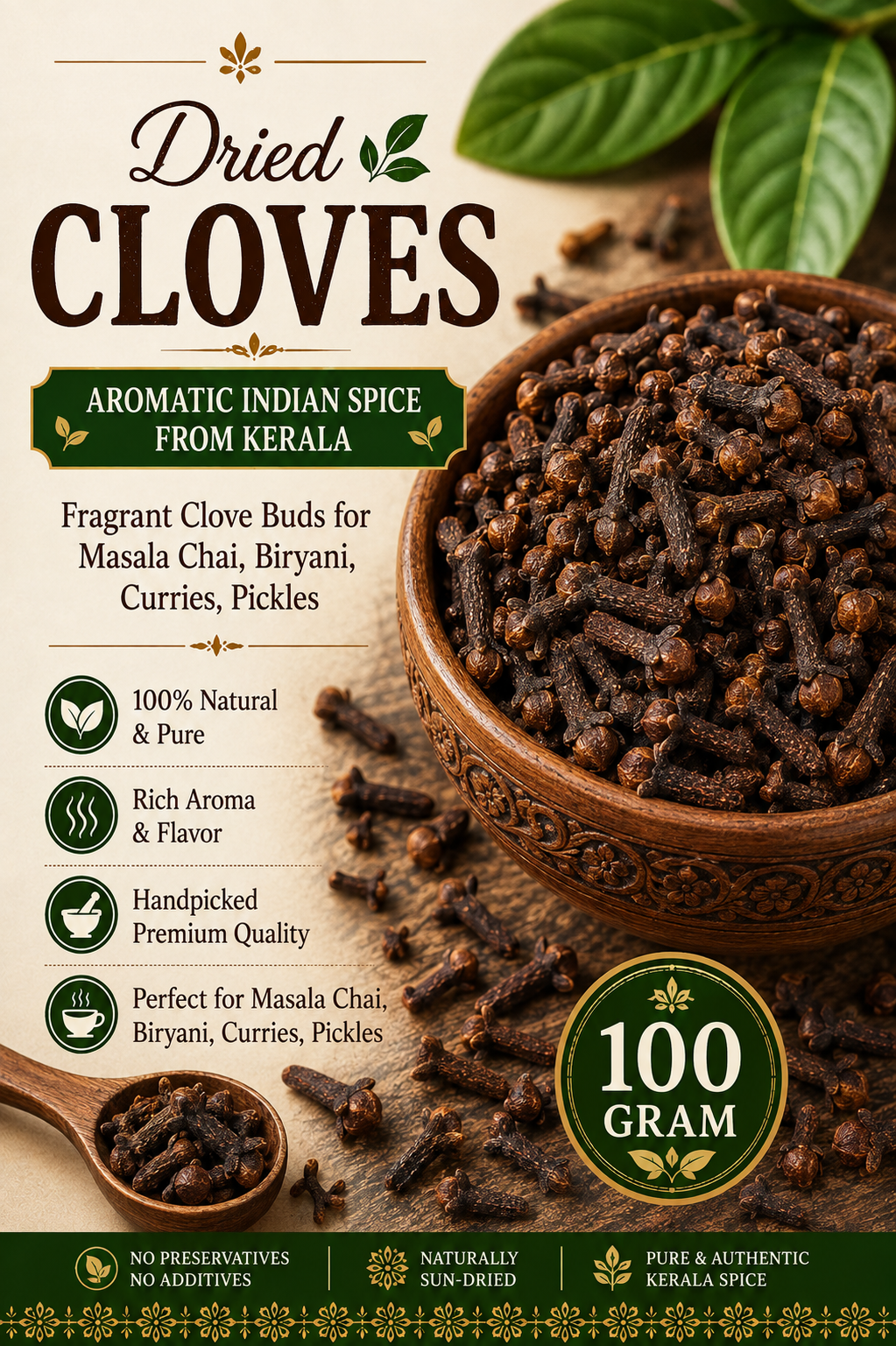 Dried Whole Cloves | Aromatic Indian Laung Spice | Fragrant Clove Buds