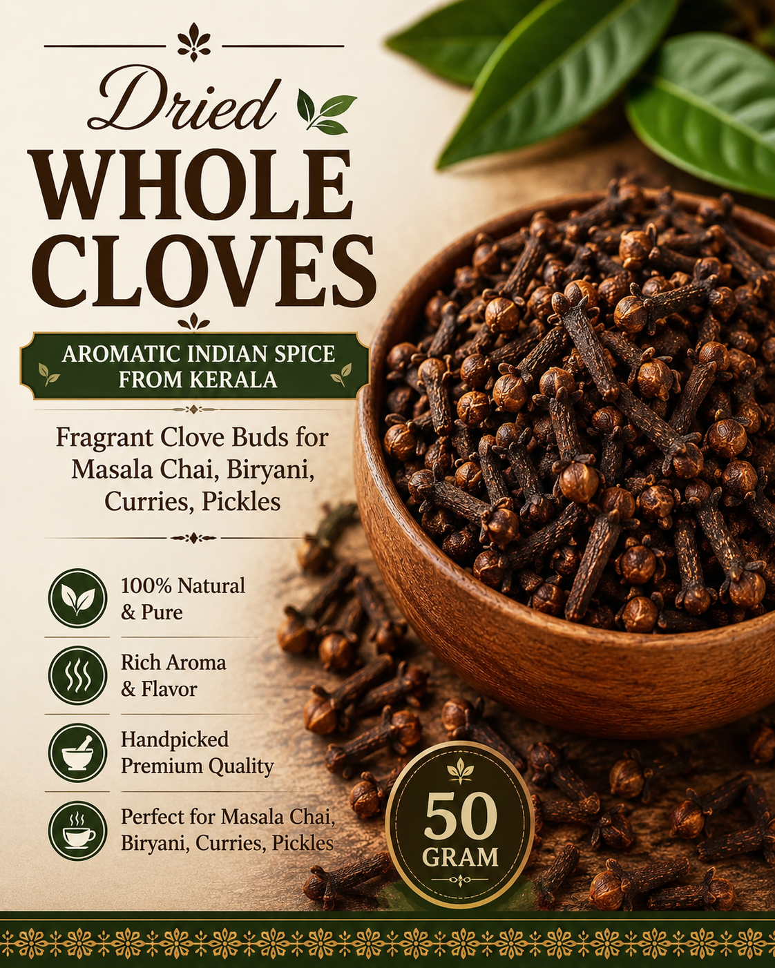 Dried Whole Cloves | Aromatic Indian Laung Spice | Fragrant Clove Buds