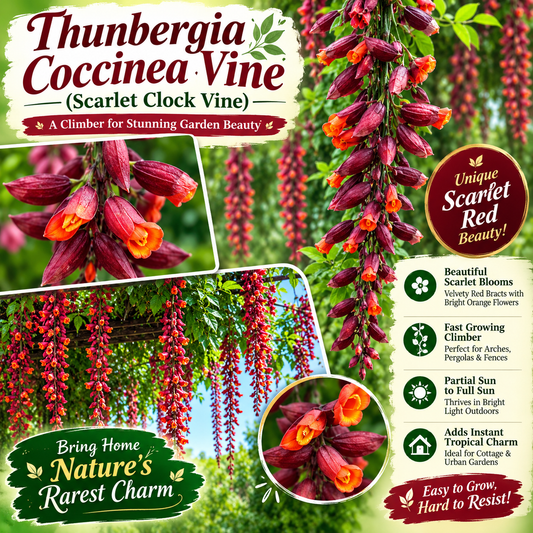 Thumbergia Coccinea Vine Cutting Live Plant | Scarlet Clock Vine Climber